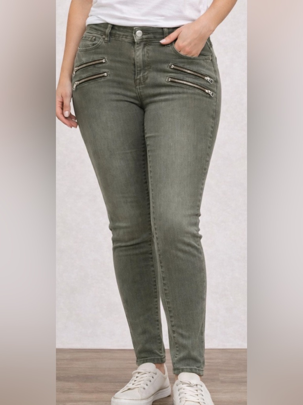Torrid Skinny Jeans Olive Green Moto Zip Button Fly Size 20R